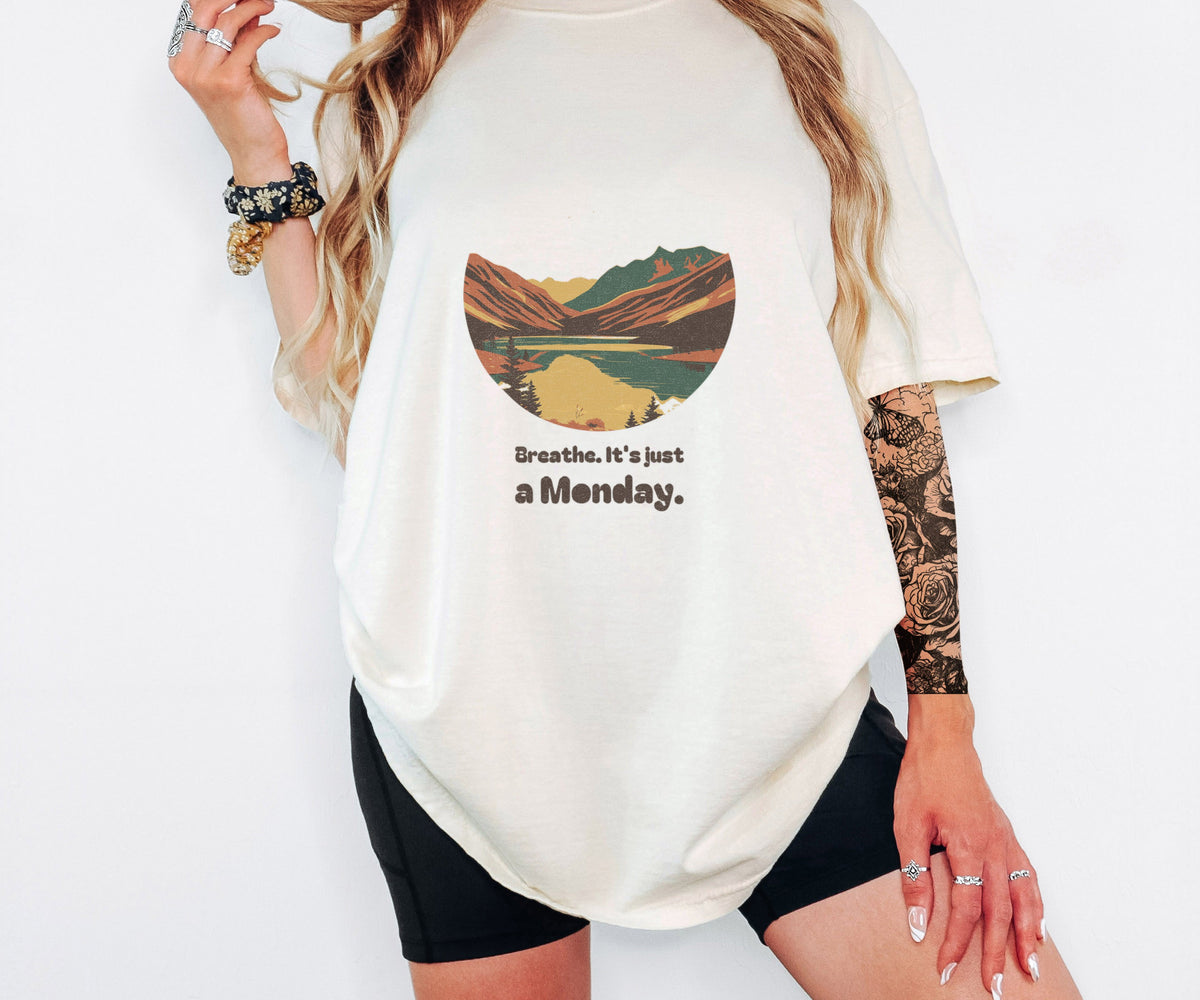 Mindfulness Gift Shirt - Breathe. It's Just a Monday. Tee - photo 5