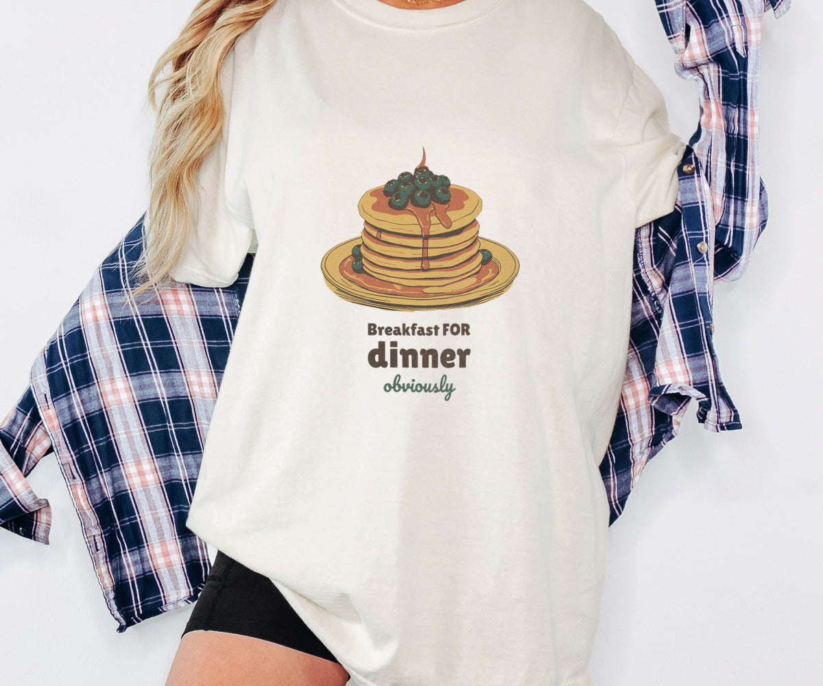 Foodie Gift Shirt - Breakfast for Dinner Obviously Tee - photo 4