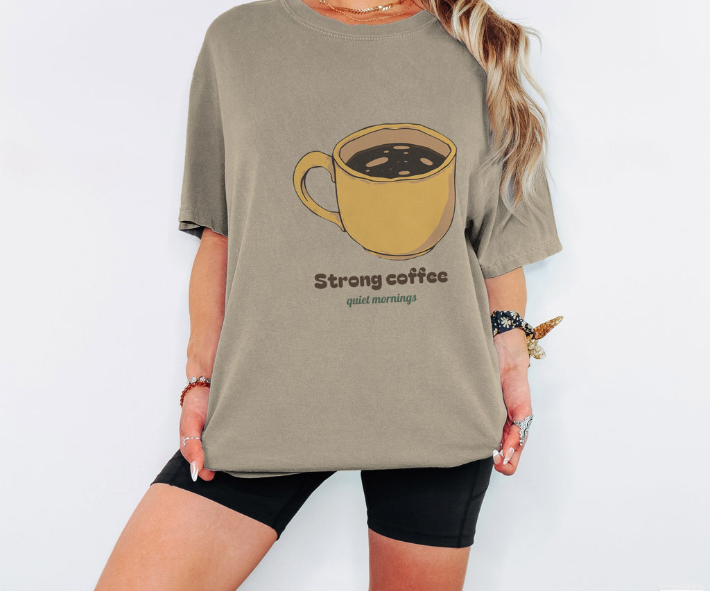 Coffee Lover Shirt - Strong Coffee Quiet Mornings Tee - photo 6
