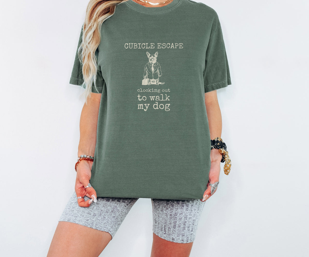 Dog Lover Work Shirt - Cubicle Escape Clocking Out to Walk My Dog