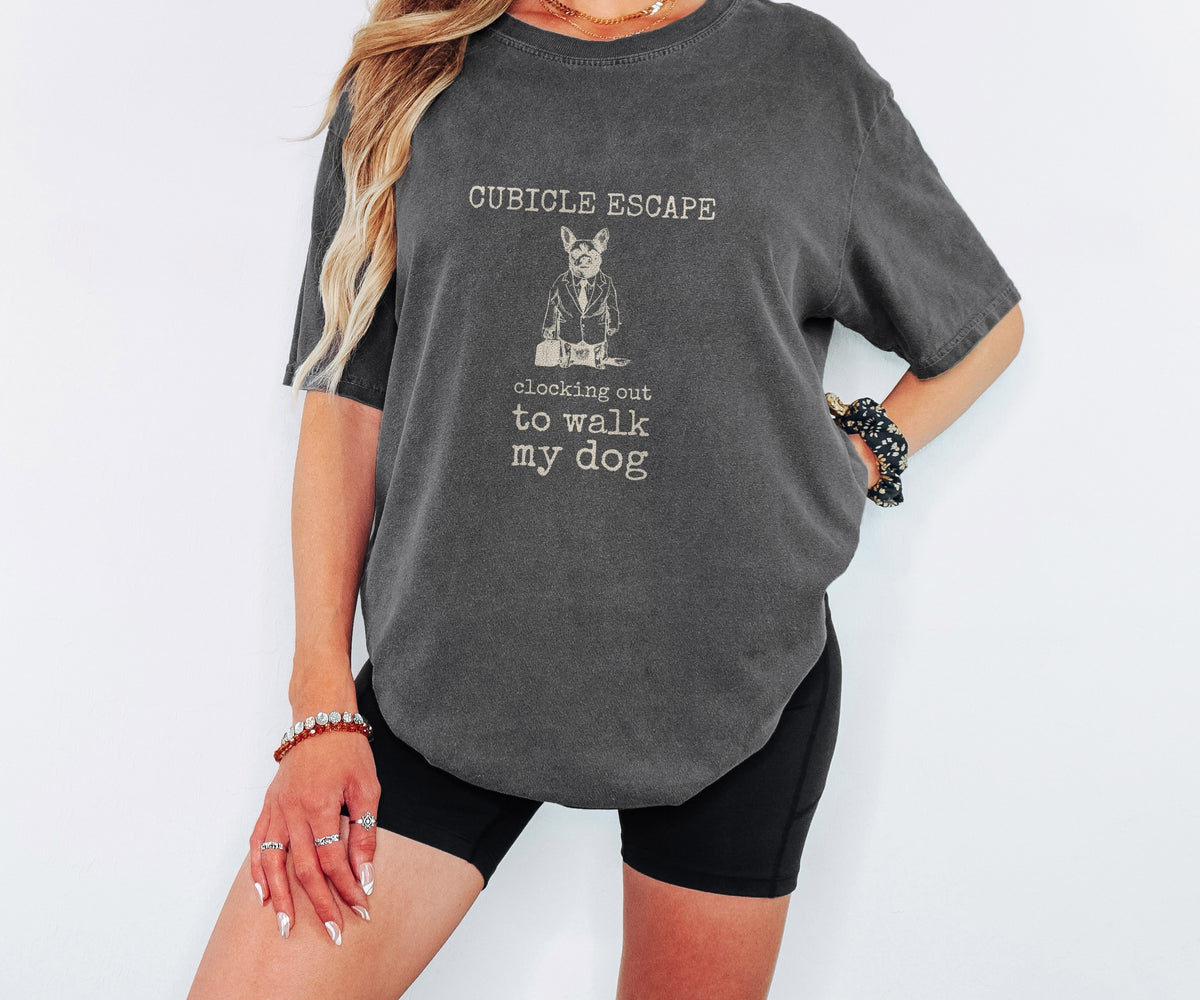 Dog Lover Work Shirt - Cubicle Escape Clocking Out to Walk My Dog