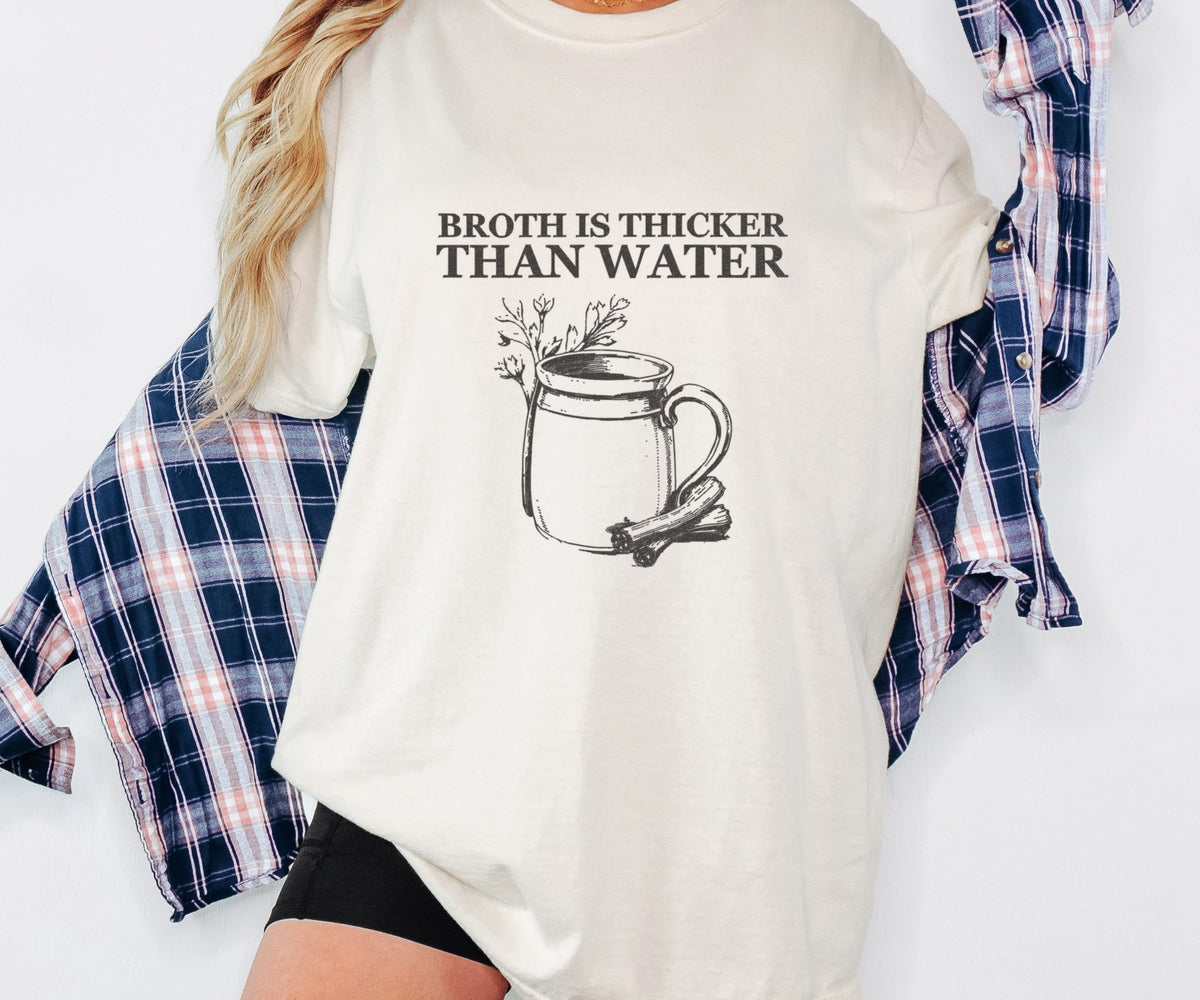 Dark Academia Foodie Fall Shirt - Broth Is Thicker Than Water Tee - photo 4