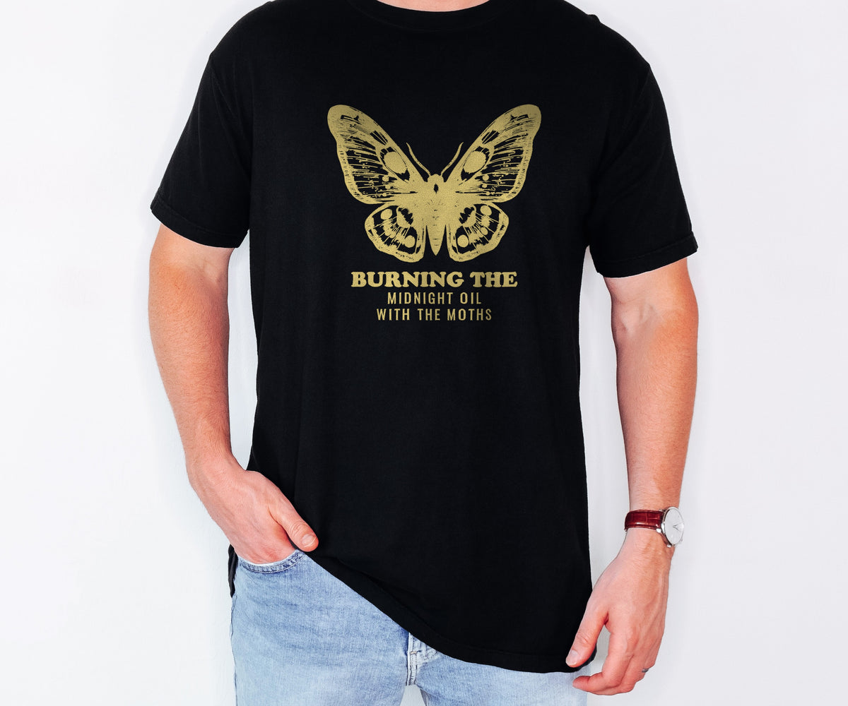 Night Owl Gift Shirt - Burning the Midnight Oil with the Moths Tee - photo 1