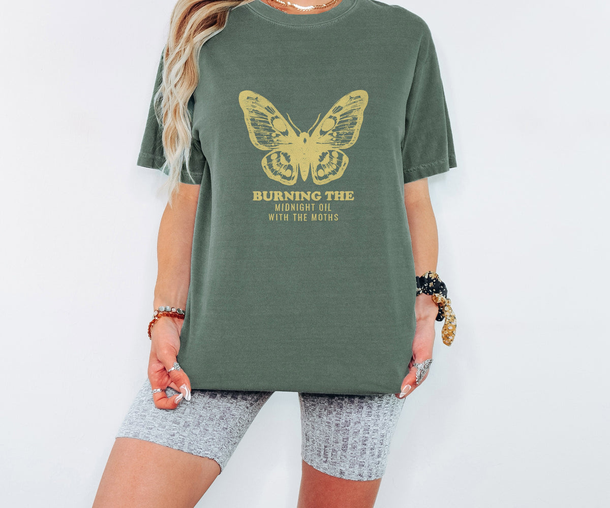 Night Owl Gift Shirt - Burning the Midnight Oil with the Moths Tee - photo 4