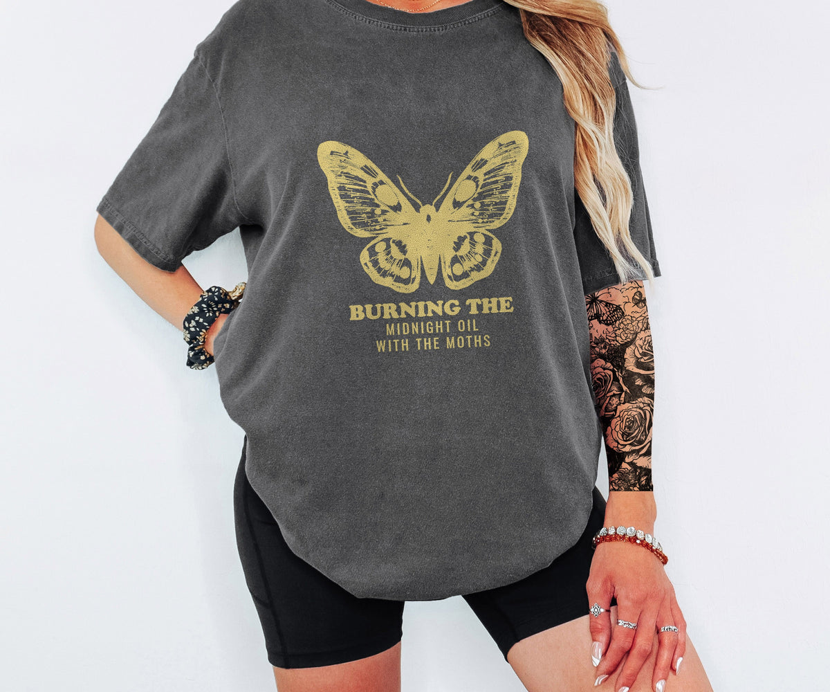 Night Owl Gift Shirt - Burning the Midnight Oil with the Moths Tee - photo 5