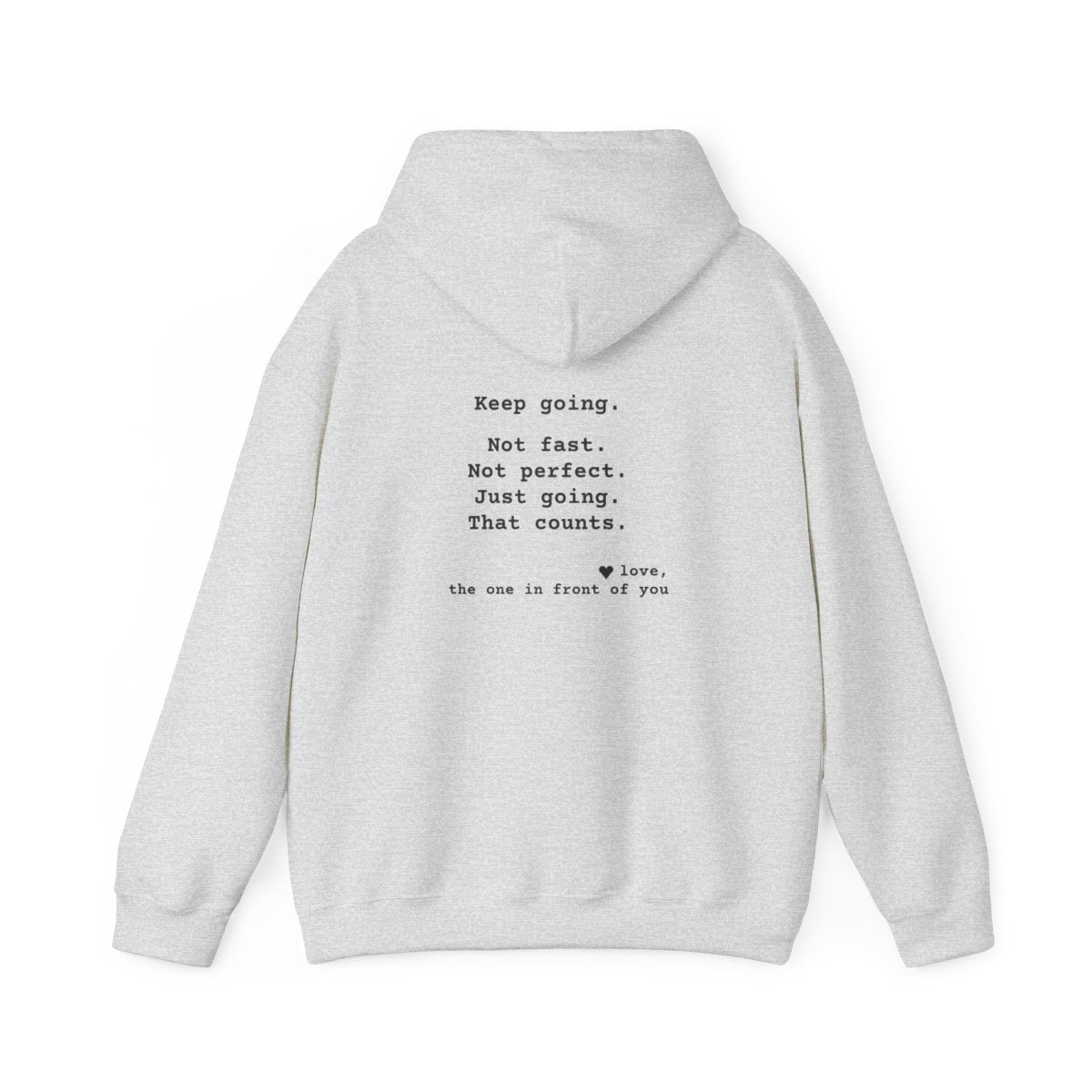 Kindness Back Print Hoodie - Keep Going - back, Ash