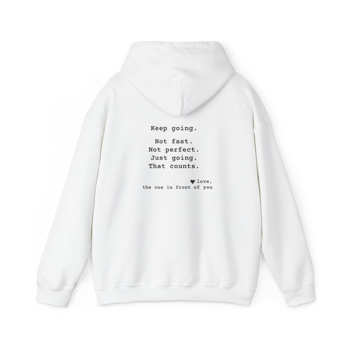 Kindness Back Print Hoodie - Keep Going - back, White