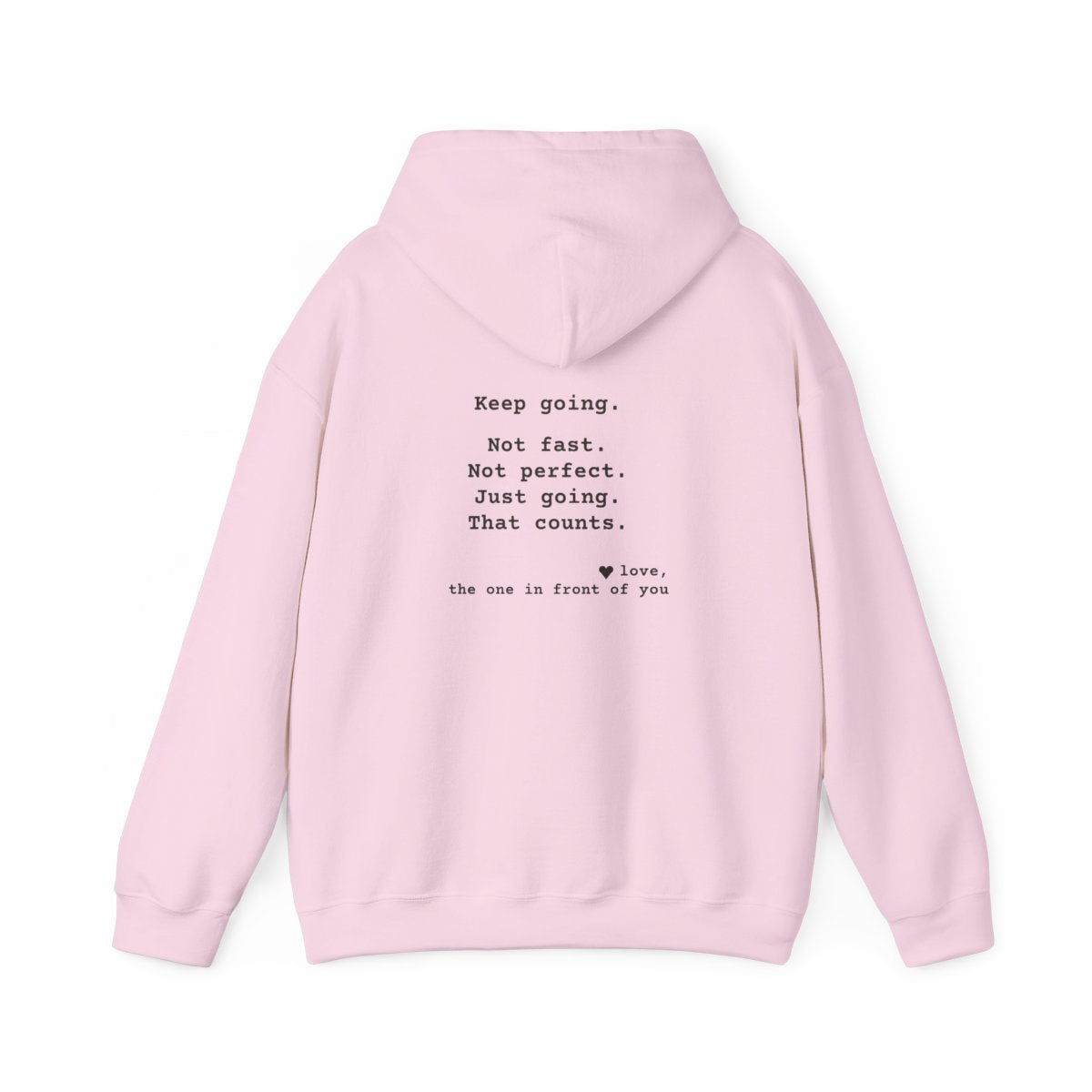 Kindness Back Print Hoodie - Keep Going - back, Light Pink