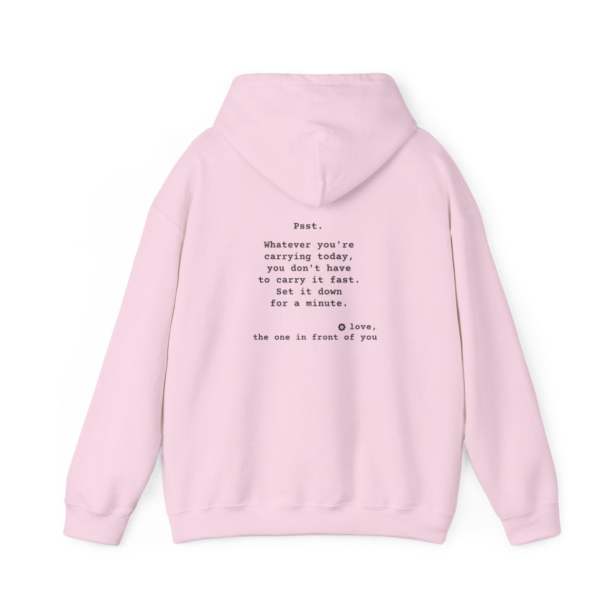Kindness Back Print Hoodie - Set It Down for a Minute - back, Light Pink