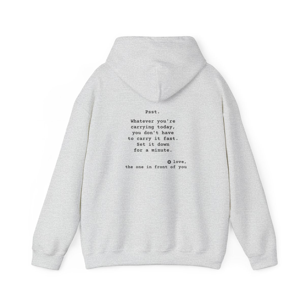 Kindness Back Print Hoodie - Set It Down for a Minute - back, Ash