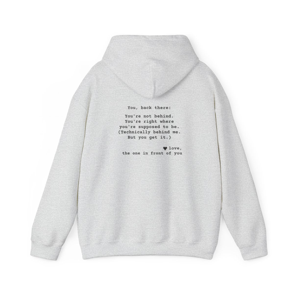 Kindness Back Print Hoodie - You're Not Behind - back, Ash
