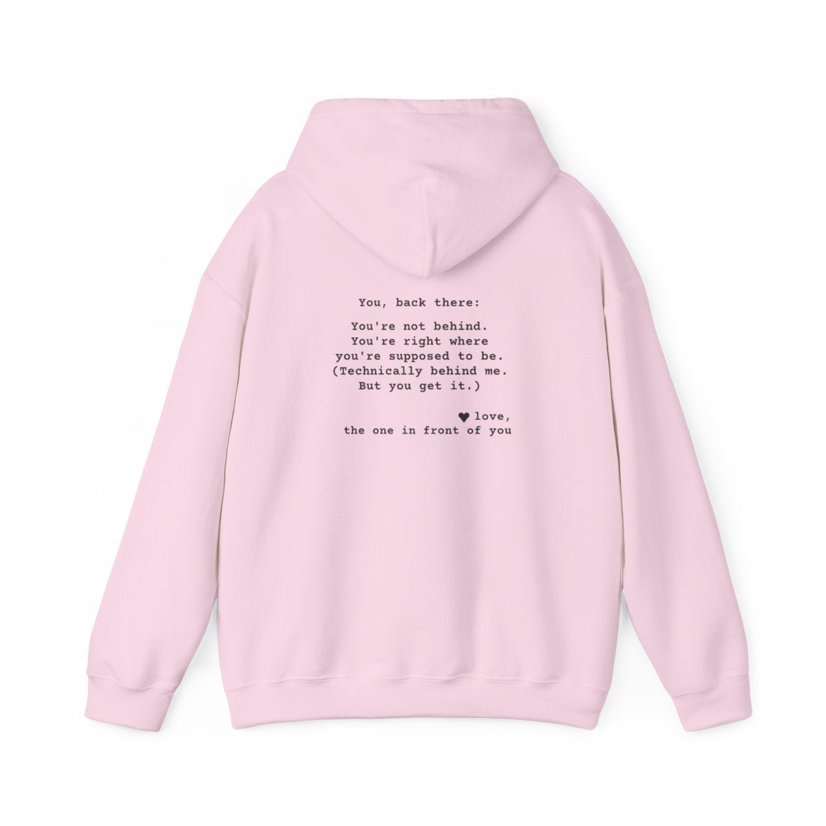 Kindness Back Print Hoodie - You're Not Behind - back, Light Pink