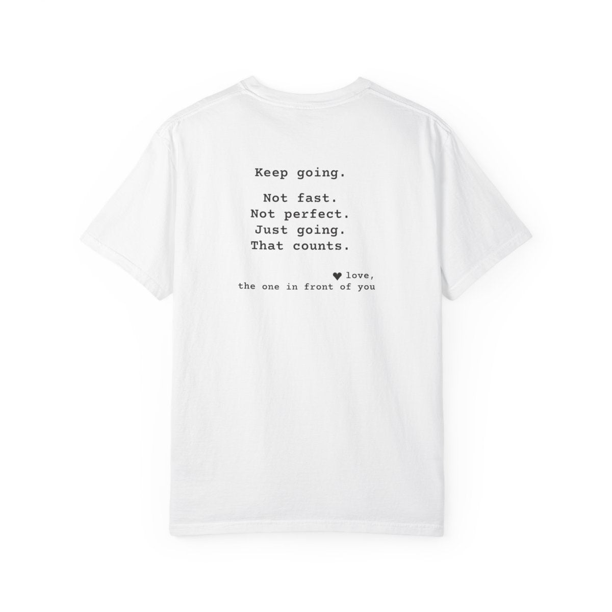 Kindness Back Print Shirt - Keep Going Tee - back, White
