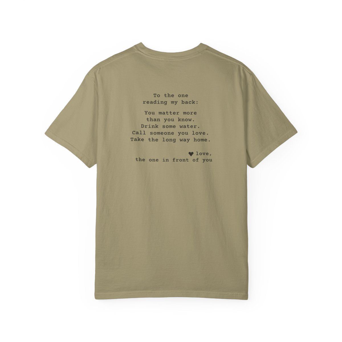 Kindness Back Print Shirt - You Matter More Than You Know Tee - back, Khaki