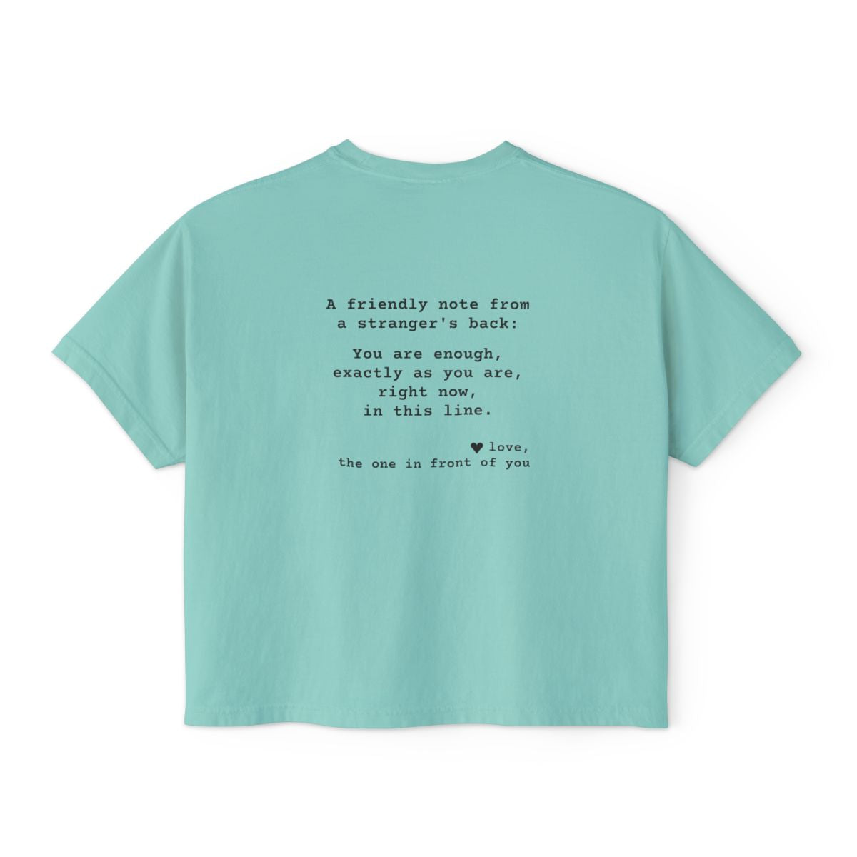 Kindness Back Print Women's Boxy Tee - You Are Enough - back, Chalky Mint